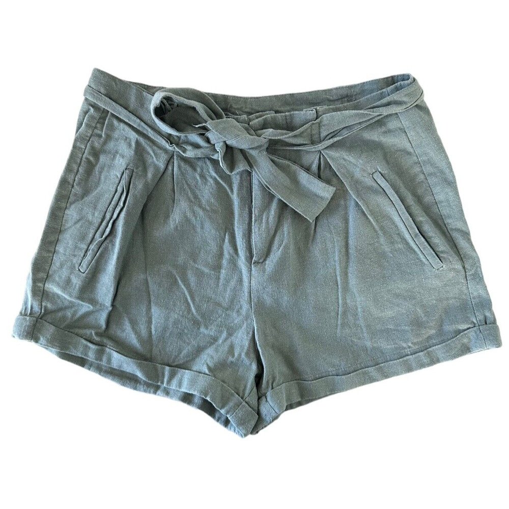Harmony & Havoc Junior's Shorts w/ Belt Linen Rayon Blend Size 7 Green